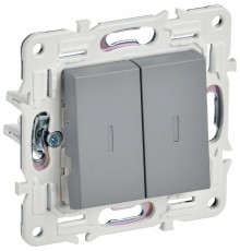 SKANDY Выключатель 2-клавишный проходной с индикацией 10А SK-V10Gr серый  SK-V22-1-10-K03  IEK