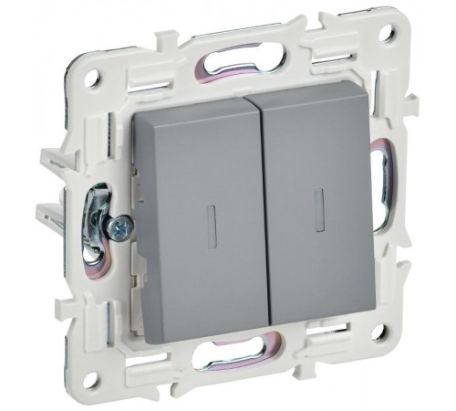 SKANDY Выключатель 2-клавишный с индикацией 10А SK-V09Gr серый  SK-V20-1-10-K03  IEK