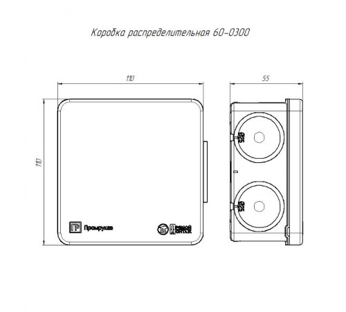 Коробка распределительная 100х100х50мм IP66 8 вводов серая для прямого монтажа двухкомпонентная безгалогенная (HF) (66шт/кор)  60-0300  Промрукав