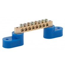 Шина N "ноль" на двух угловых изоляторах ШНИ-6х9-8-У2-синий NO-222-56  Б0033436  ЭРА