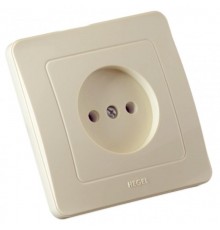 Розетка скрытой установки, одноместная, со шторкой, цвет слоновая кость  РС16-302-01  HEGEL