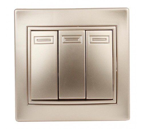 1-106-04 Intro Выключатель тройной, 10А-250В, IP20, СУ, Plano, шампань  Б0030051  Intro