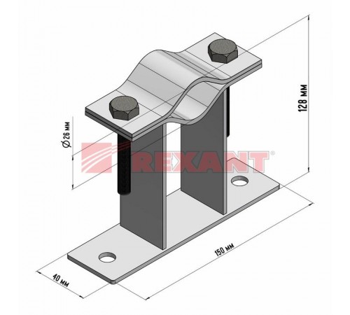 Кронштейн для мачт плоский 100 мм П-образный  34-0594  REXANT
