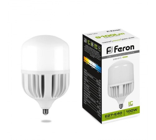 Лампа светодиодная, (100W) 230V Е27-E40 4000K T140, LB-65  38219  FERON