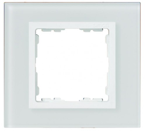 Simon 82 Рамка декоративная, (+суппорт), 8 узких (4 широких) модулей, S82C, Стекло, белый-белый  82687-30  Simon
