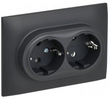 SKANDY Розетка 2-местная с з/к без з/ш 16А сб. SK-R08T титан  SK-R21-16-K48-F  IEK