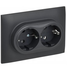 SKANDY Розетка 2-местная с з/к без з/ш 16А сб. SK-R08T титан  SK-R21-16-K48-F  IEK