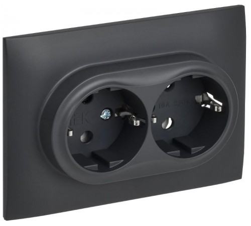SKANDY Розетка 2-местная с з/к без з/ш 16А сб. SK-R08T титан  SK-R21-16-K48-F  IEK