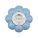 Розетка одноместная HAPPY Цветок скрытой установки, с заземлением и защитными шторками, белая/голубая  KR-78-0628  Kranz