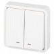 Выключатель 2-клавишный с подсветкой ЭРА Эксперт 11-1525-01 IP55, 10АХ-250В, СУ, Белый  Б0063304  ЭРА