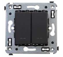 Переключатель двухклавишный в стену, "Avanti", "Черный матовый"  4412114  DKC