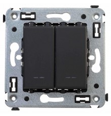 Переключатель двухклавишный в стену, "Avanti", "Черный матовый"  4412114  DKC