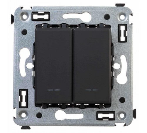 Переключатель двухклавишный в стену, "Avanti", "Черный матовый"  4412114  DKC