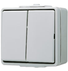 Выключатель для накладного монтажа сдвоенный IP44  605W  Jung