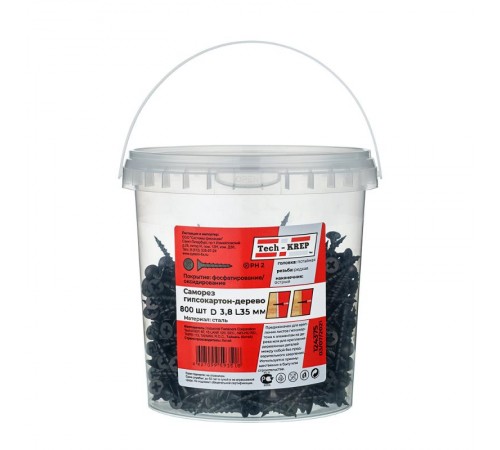 Саморез ШСГД 3,8х35 (800 шт) - ведро ( 1,312 кг)  124375  Tech-KREP
