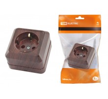 Розетка 2П+З открытой установки IP20 16А, бук "Ладога"   SQ1801-0034  TDM