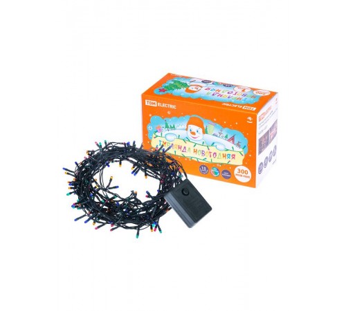 Гирлянда новогодняя, МГ 300, 220 В, многоцветная, 15 м, 8 режимов  SQ0361-0007  TDM ELECTRIC