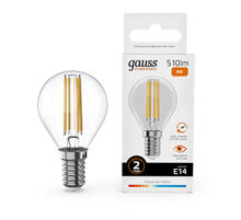 Лампа светодиодная   Filament Elementary Шар 8W 510lm 2700К Е14 LED 1/10/100  52118  Gauss