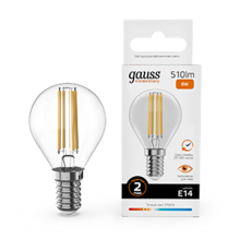 Лампа светодиодная   Filament Elementary Шар 8W 510lm 2700К Е14 LED 1/10/100  52118  Gauss