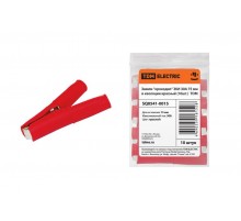 Зажим "крокодил" ЗКИ 30А 75мм в изоляции красный (10шт)   SQ0541-0015  TDM