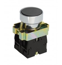 LAY5-ВА25, чёрный, 1НО+1НЗ, цилиндр, хром, без подсветки, d22мм, выключатель кнопочный  (ЭТ)  ET012084  Электротехник