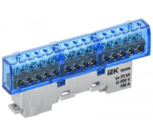 TEKFOR Шина N "ноль" изолированная на универсальном держателе 6х9-14-С  TF-NN10-14-KL-K07  IEK