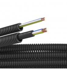 Труба гибкая гофрированная ПНД 16мм с проводом 3*2,5ПВ-1 (ПуВ) РЭК "ГОСТ+" (50м) черный  7V71650  DKC