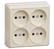 ОКТАВА кремовый Розетка 4-местная О/У б/з 10А РС24-2-ОК  ERO40-K33-10-DC  GENERICA
