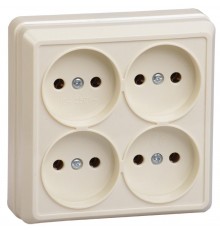 ОКТАВА кремовый Розетка 4-местная О/У б/з 10А РС24-2-ОК  ERO40-K33-10-DC  GENERICA