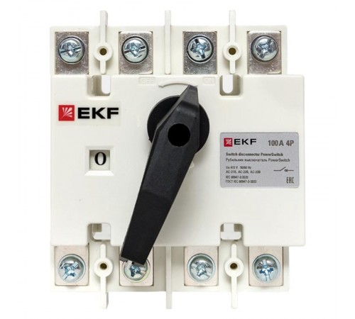 Рубильник-выключатель 100A 4P c рукояткой управления для прямой установки PowerSwitch  psds-100-4  EKF