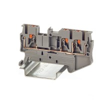 Клемма проходная, зажим push-in, 3 точки подключения, 2.5 кв.мм, серая  VPR-2.5-TWIN-GY  DKC