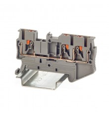 Клемма проходная, зажим push-in, 3 точки подключения, 2.5 кв.мм, серая  VPR-2.5-TWIN-GY  DKC