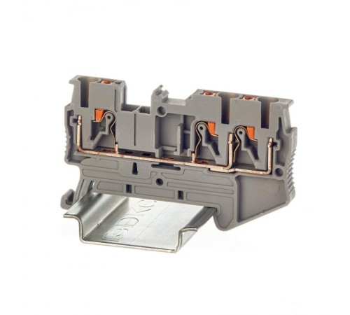 Клемма проходная, зажим push-in, 3 точки подключения, 2.5 кв.мм, серая  VPR-2.5-TWIN-GY  DKC