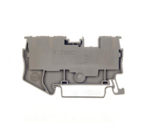 Клемма проходная, зажим push-in, 3 точки подключения, 2.5 кв.мм, серая  VPR-2.5-TWIN-GY  DKC