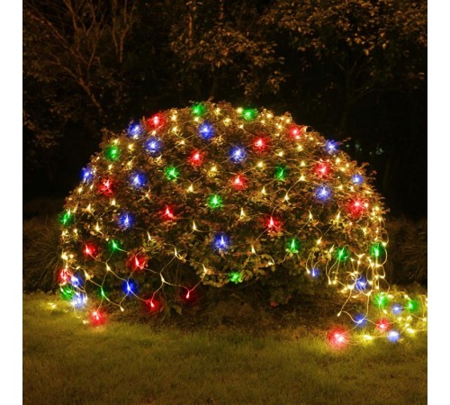 Cветильник садовый декоративный Сеть 150 LED на солнечной батарее мультиколор ERAUF024-16 2м*1,35м  Б0044225  ЭРА