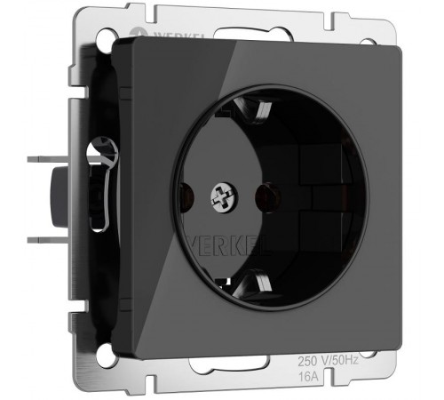 W1171048/ Электроустановочные изделия - Розетка с заземлением (черный акрил) a064041 Werkel