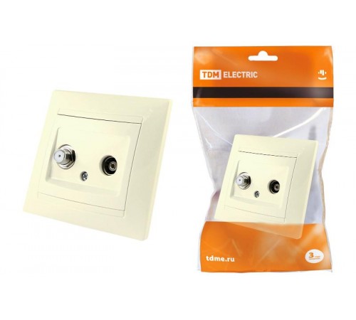 Розетка TV ("мама") + SAT (F-разъем) 0-2400МГц сл. кость "Лама"   SQ1815-0120  TDM