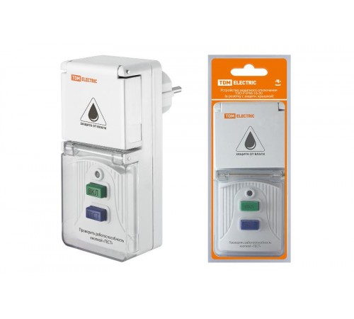 Выключатель дифференциальный (УЗО) УЗО-Р-IP44-16-30 (в розетку с защ. крышкой) 16А 30мА IP44  SQ1512-0003  TDM