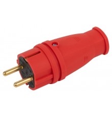 Вилка VX10-R-IP44 каучуковая c заземлением 16А IP44 прямая красная  Б0055415  ЭРА