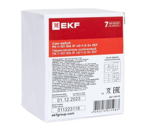ПК-1-101 10А 1P "0-1-2-3"    pk-1-101-10   EKF 