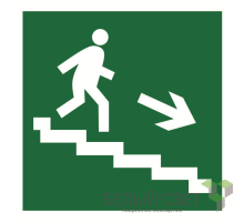 Знак безопасности BL-2020B.E13"Напр. к эвакуац. выходу по лестн. вниз (прав.)"  a21286  Белый свет