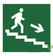 Знак безопасности BL-2020B.E13"Напр. к эвакуац. выходу по лестн. вниз (прав.)"  a21286  Белый свет