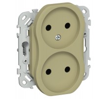 FLITE Розетка 2-ая без заземления без шторок 10А РС02-0-ФлО оливковый  FI-R20-10-K26  IEK