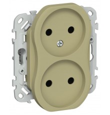 FLITE Розетка 2-ая без заземления без шторок 10А РС02-0-ФлО оливковый  FI-R20-10-K26  IEK