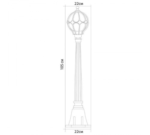 Светильник садово-парковый PL3806 60W 230V E27 220*220*1050мм черное золото (столб 1,16M)  11375  FERON
