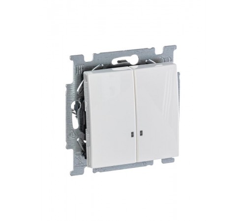 ABB Basic 55 Альп. белый Выключатель 2-клавишный с подсветкой  1012-0-2154   2CKA001012A2154  ABB