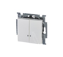 ABB Basic 55 Альп. белый Выключатель 2-клавишный с подсветкой  1012-0-2154   2CKA001012A2154  ABB