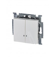 ABB Basic 55 Альп. белый Выключатель 2-клавишный с подсветкой  1012-0-2154   2CKA001012A2154  ABB