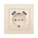 Минск Розетка 1-местная СП с/з 16А бежевая с защ. штор. с 2 USB 2,1А  ERR16-028-200-2USB  EKF