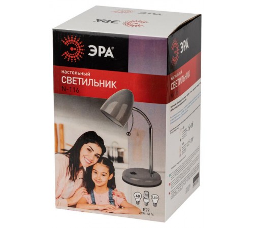 Светильник настольный N-116-Е27-40W-GY серый (16/96)  Б0047203  ЭРА